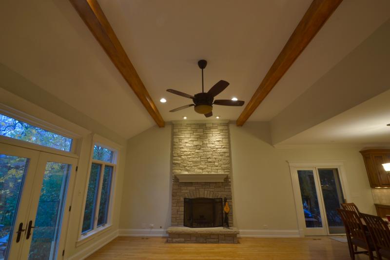 Pine beams installed and faux finished to look like maple... 